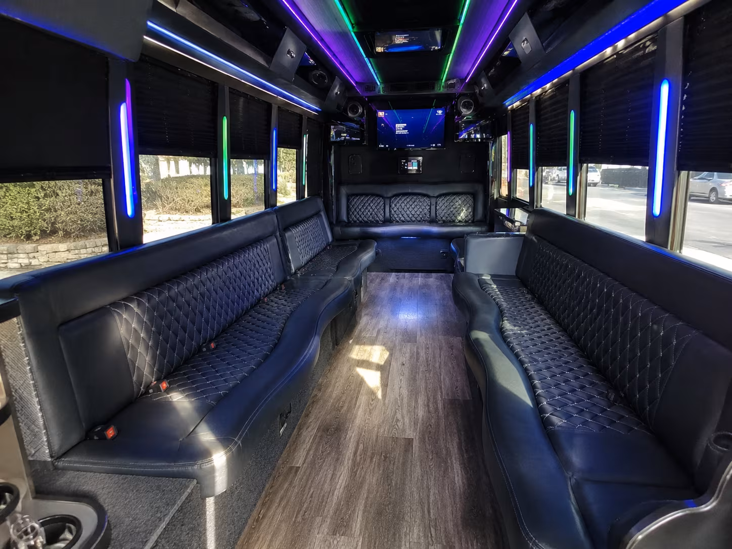 mcallen 15 passenger party bus interior