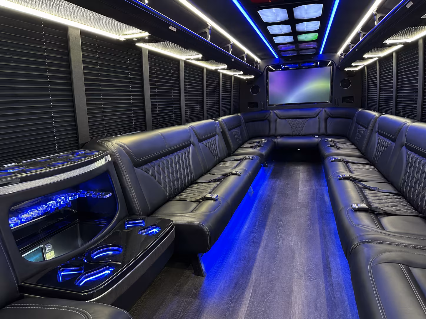 mcallen 20 passenger party bus inside