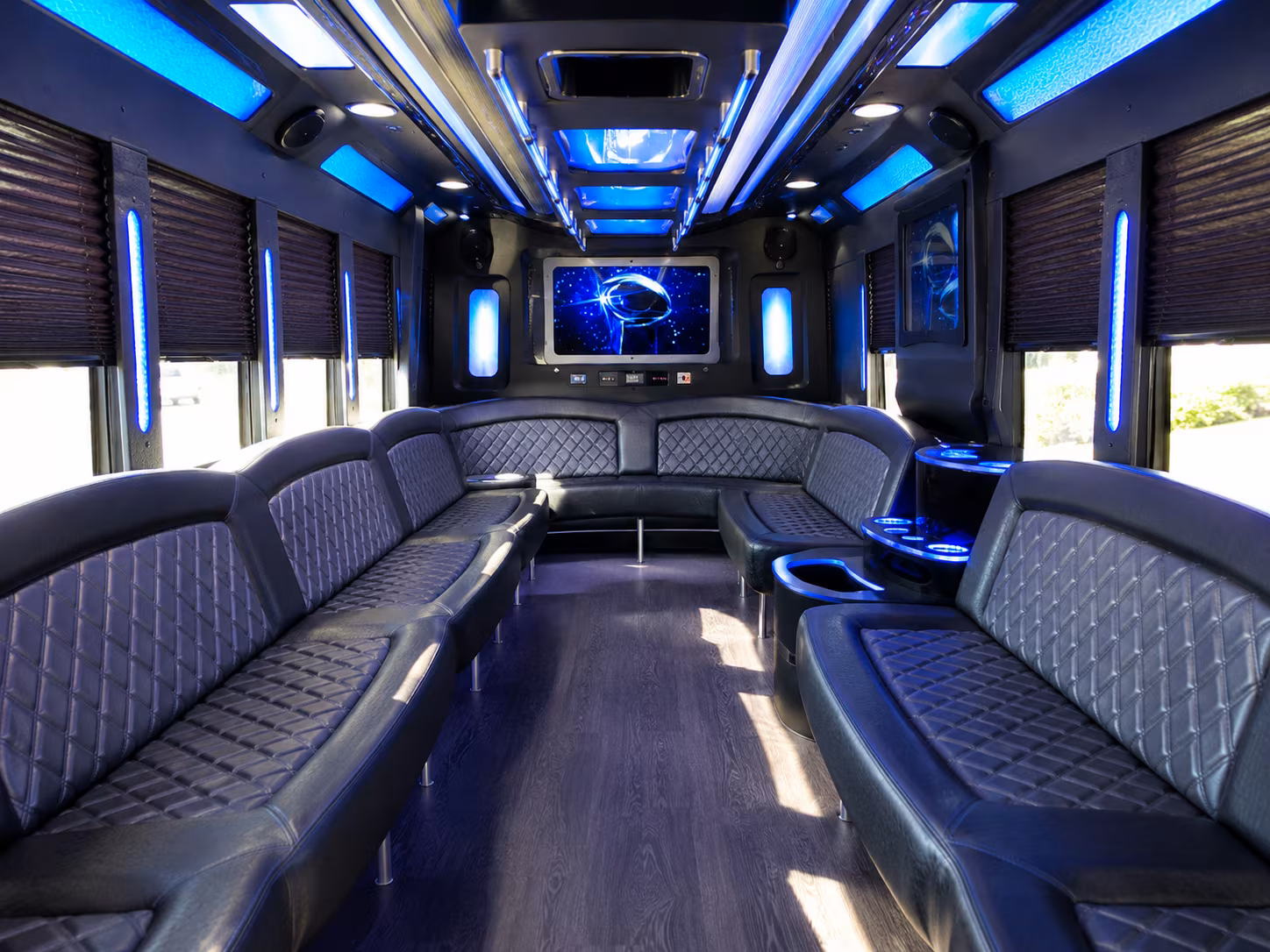 mcallen 28 passenger party bus inside