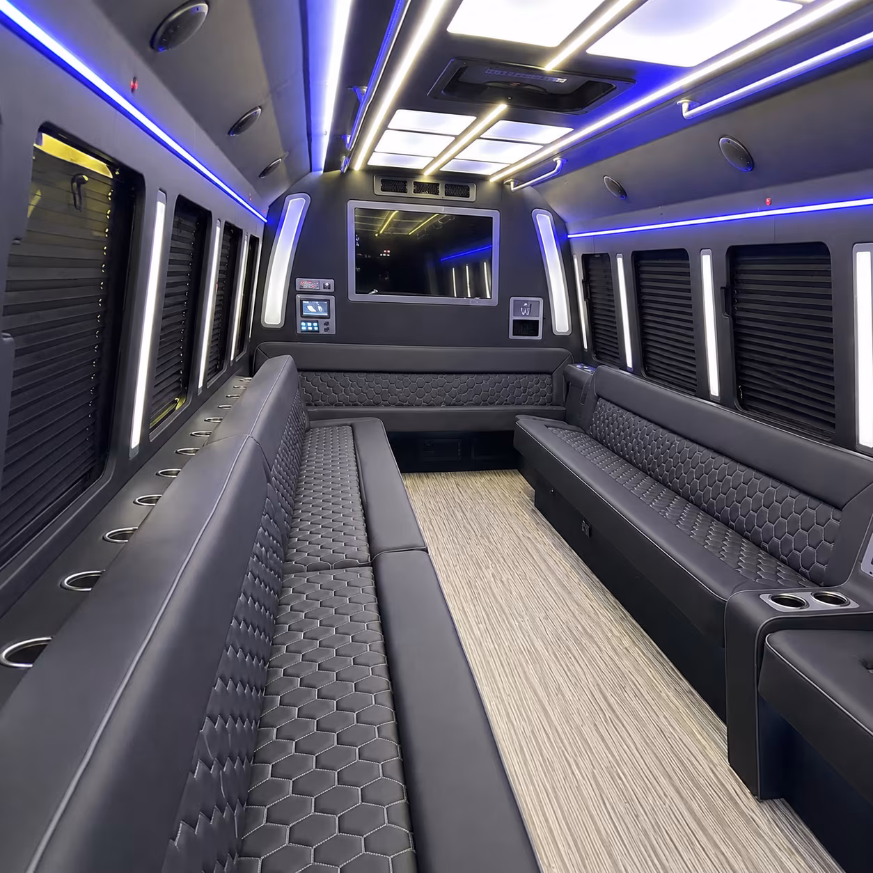 mcallen 40 passenger party bus inside